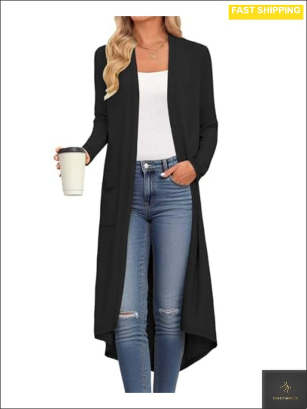Womens Long Cardigan Lightweight Open Front Sweater with Pockets